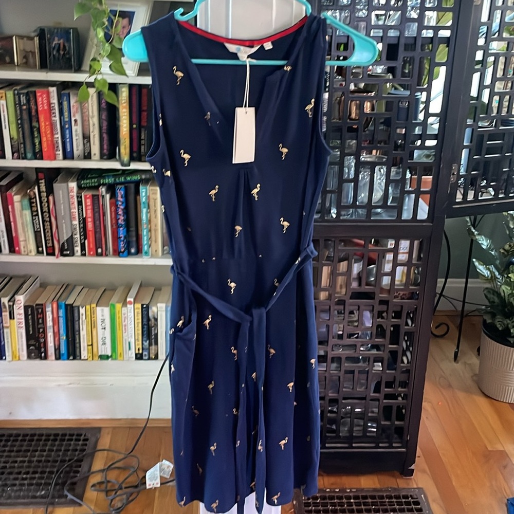 Boden Vanessa Jersey Flamingo Dress in Navy Blue - Picture 4 of 7